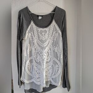 Venus Gray and White Women's Top
